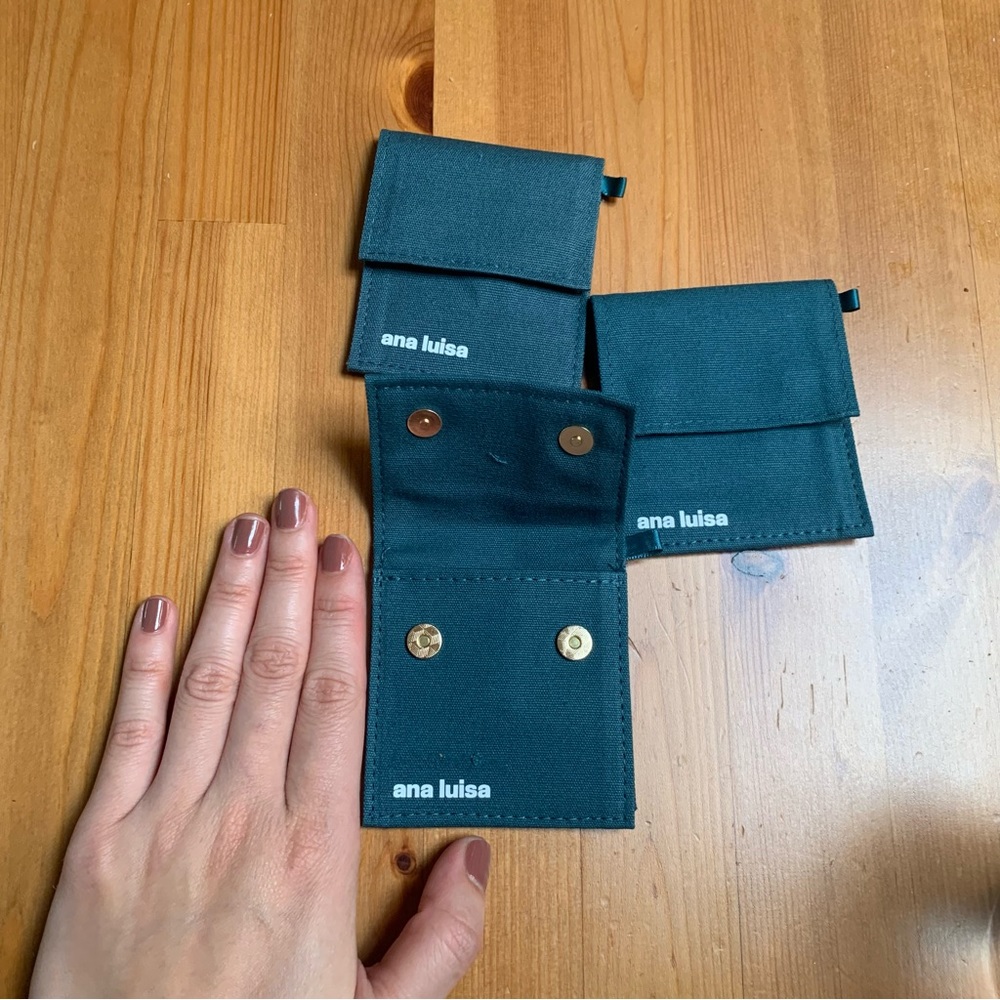 Ana Luisa fabric bags for jewelry with magnetic buttons
